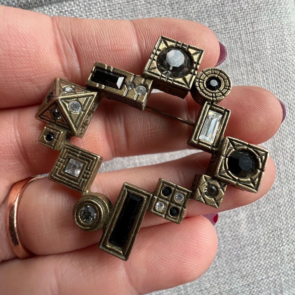 Patricia Locke Geometric Gold Tone Brooch